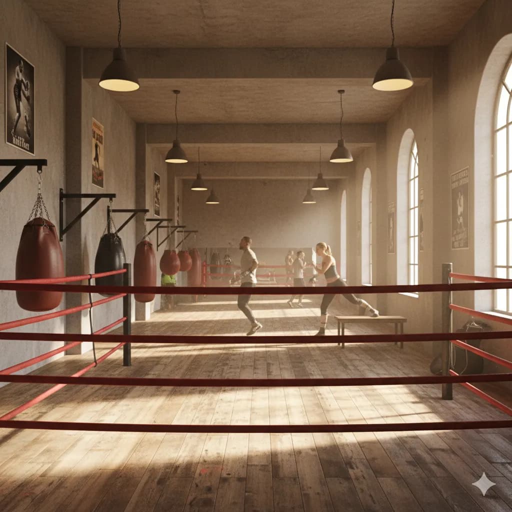 Interior do ginásio de boxe João Faleiro