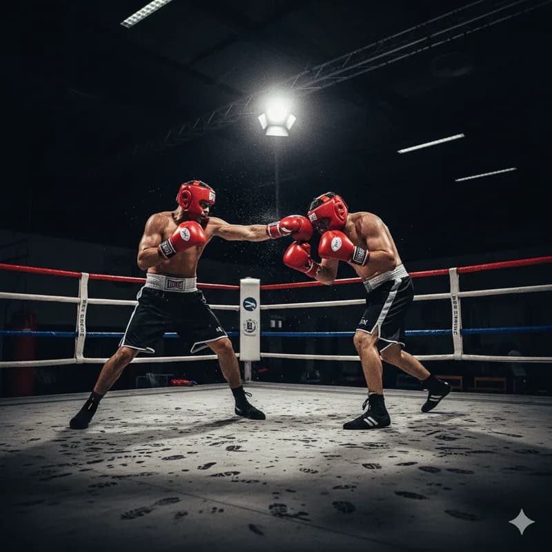 Sessão de sparring no ringue