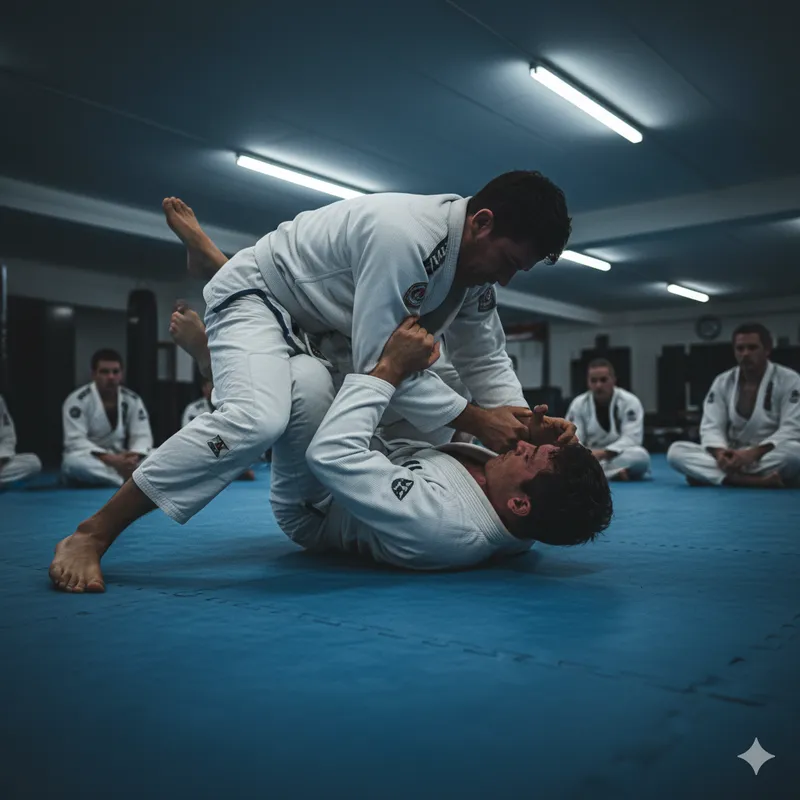 Treino de Jiu-Jitsu nos tatamis